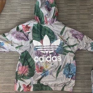 Adidas floral Print half zip windbreaker